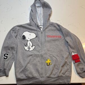 Peanuts Gray Hoodie with Snoopy and Woodstock